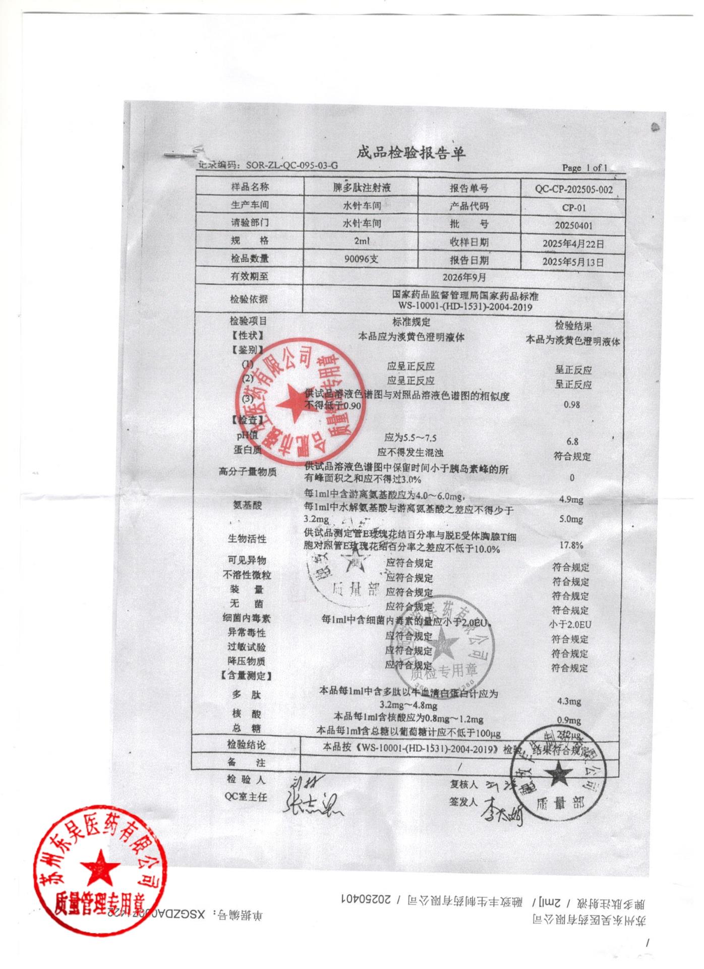 20250401脾多肽注射液