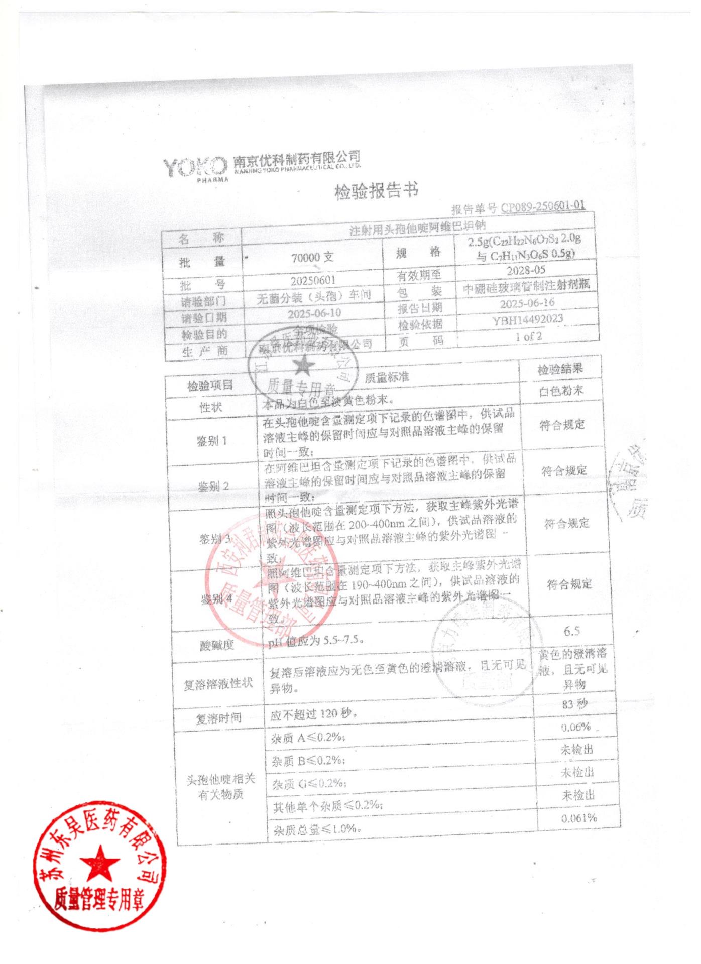 20250601注射用头孢他啶阿维巴坦钠1