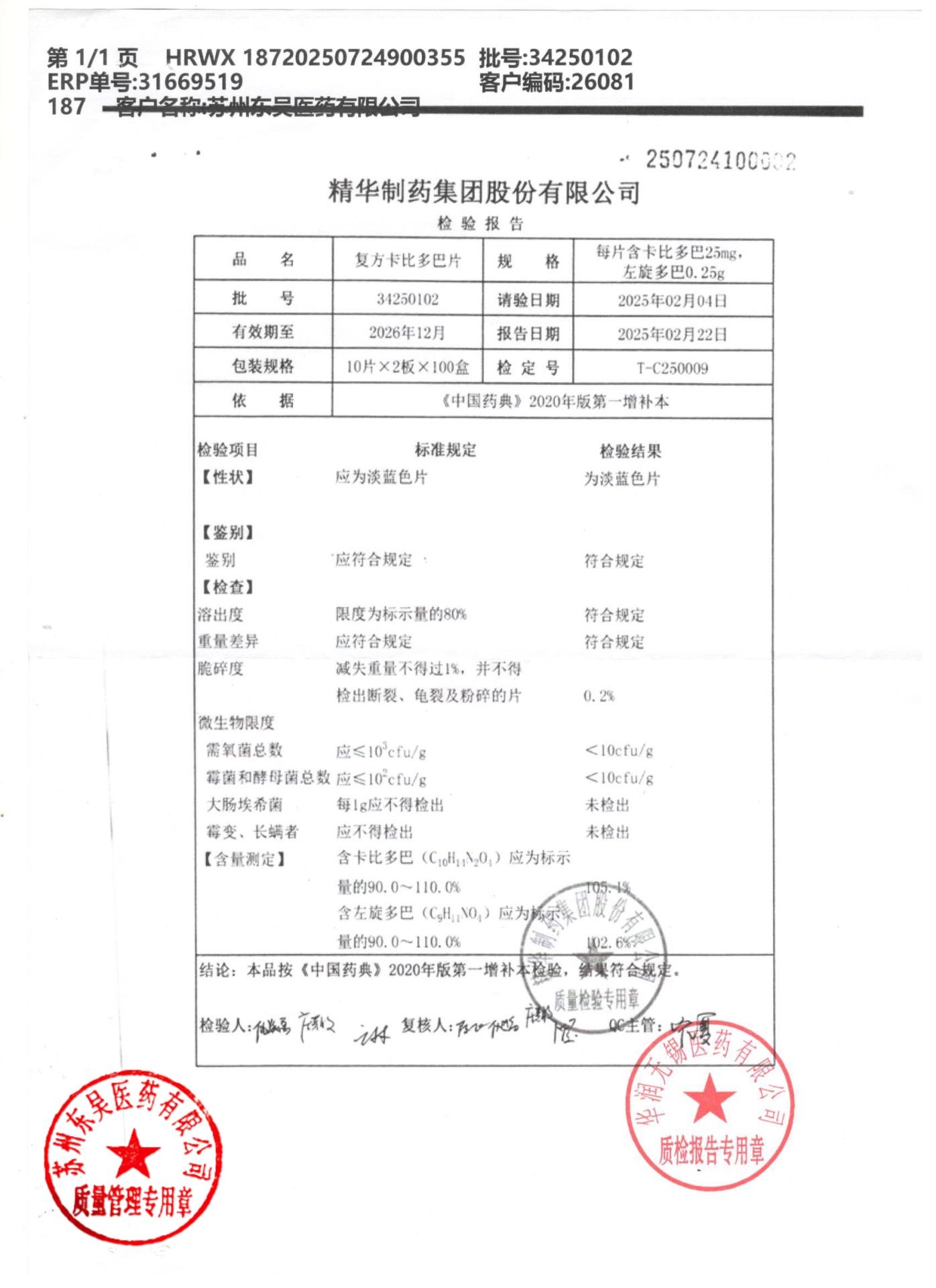 34250102复方卡比多巴片