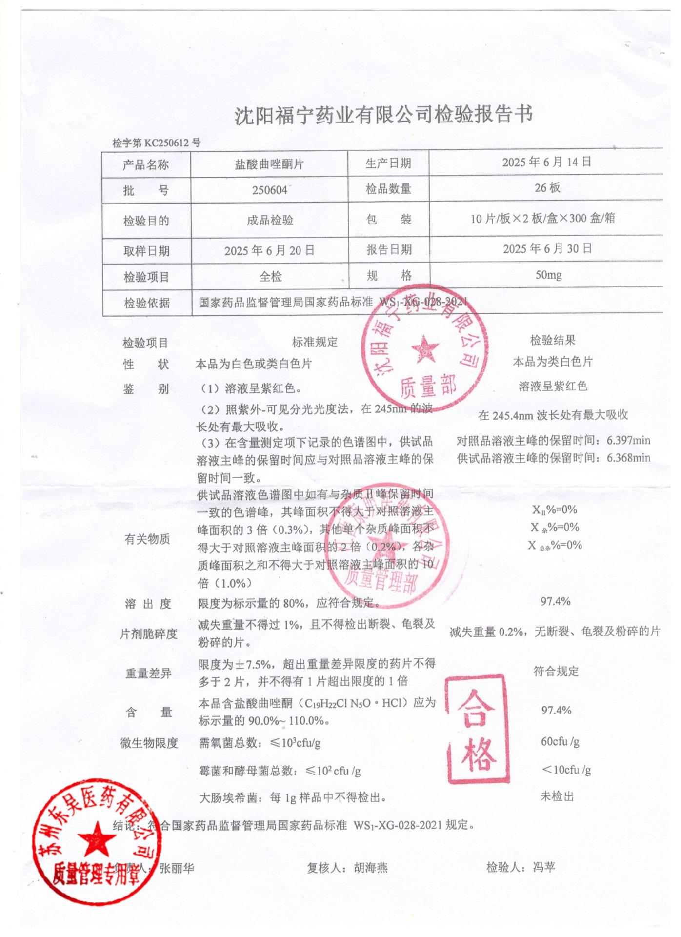 250604盐酸曲唑酮片