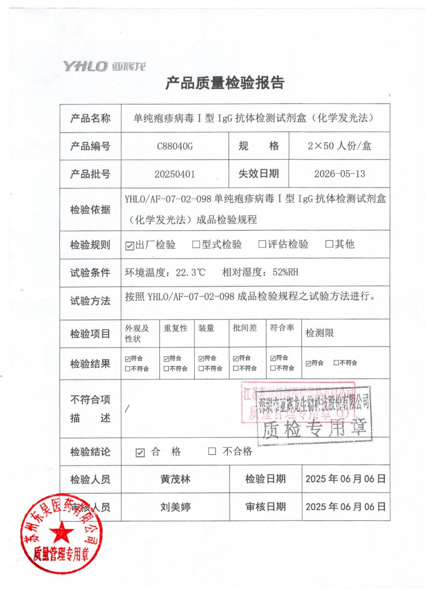 20250401单纯疱疹病毒I型IgG抗体检测试剂盒40G