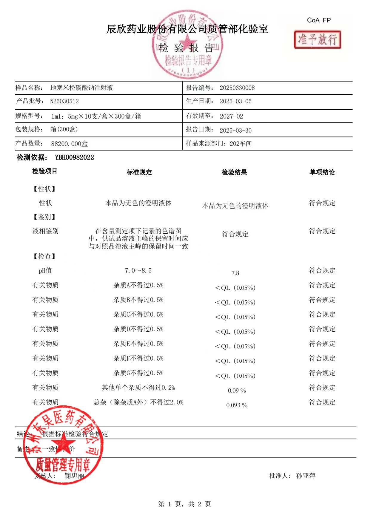 N25030512地塞米松磷酸钠注射液1