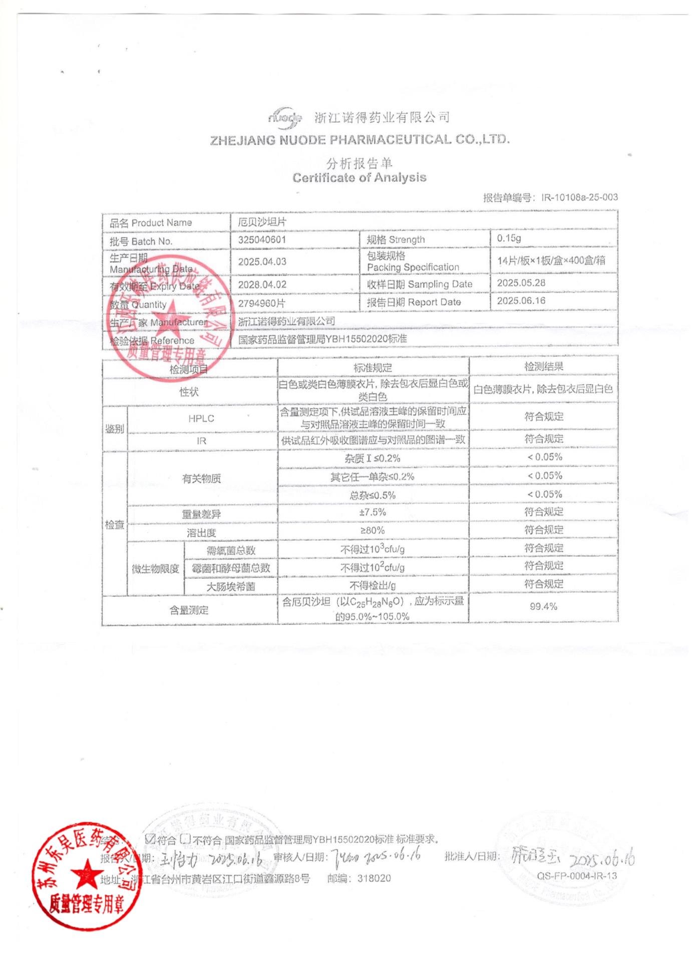 325040601厄贝沙坦片