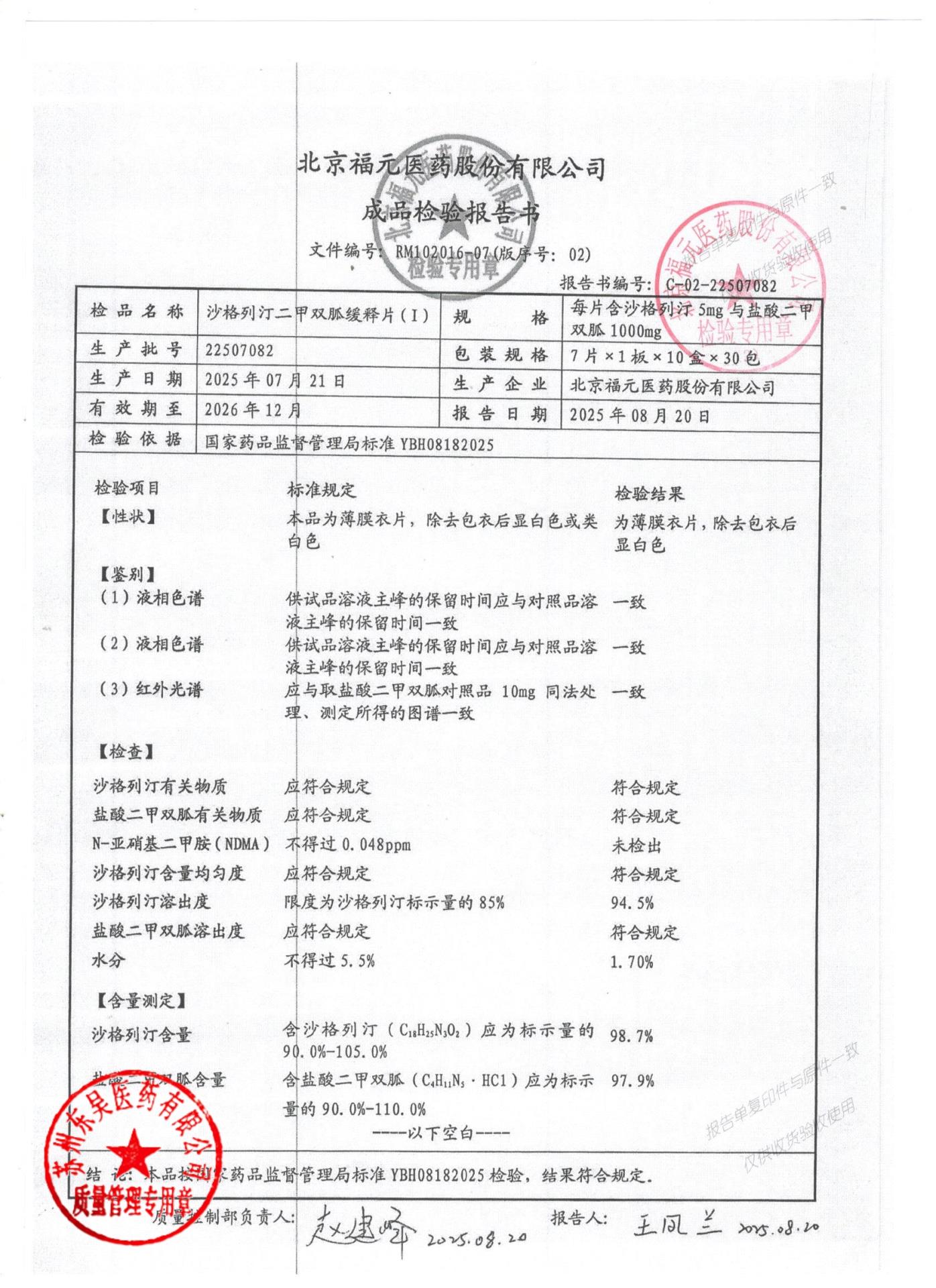 22507082沙格列汀二甲双胍缓释片