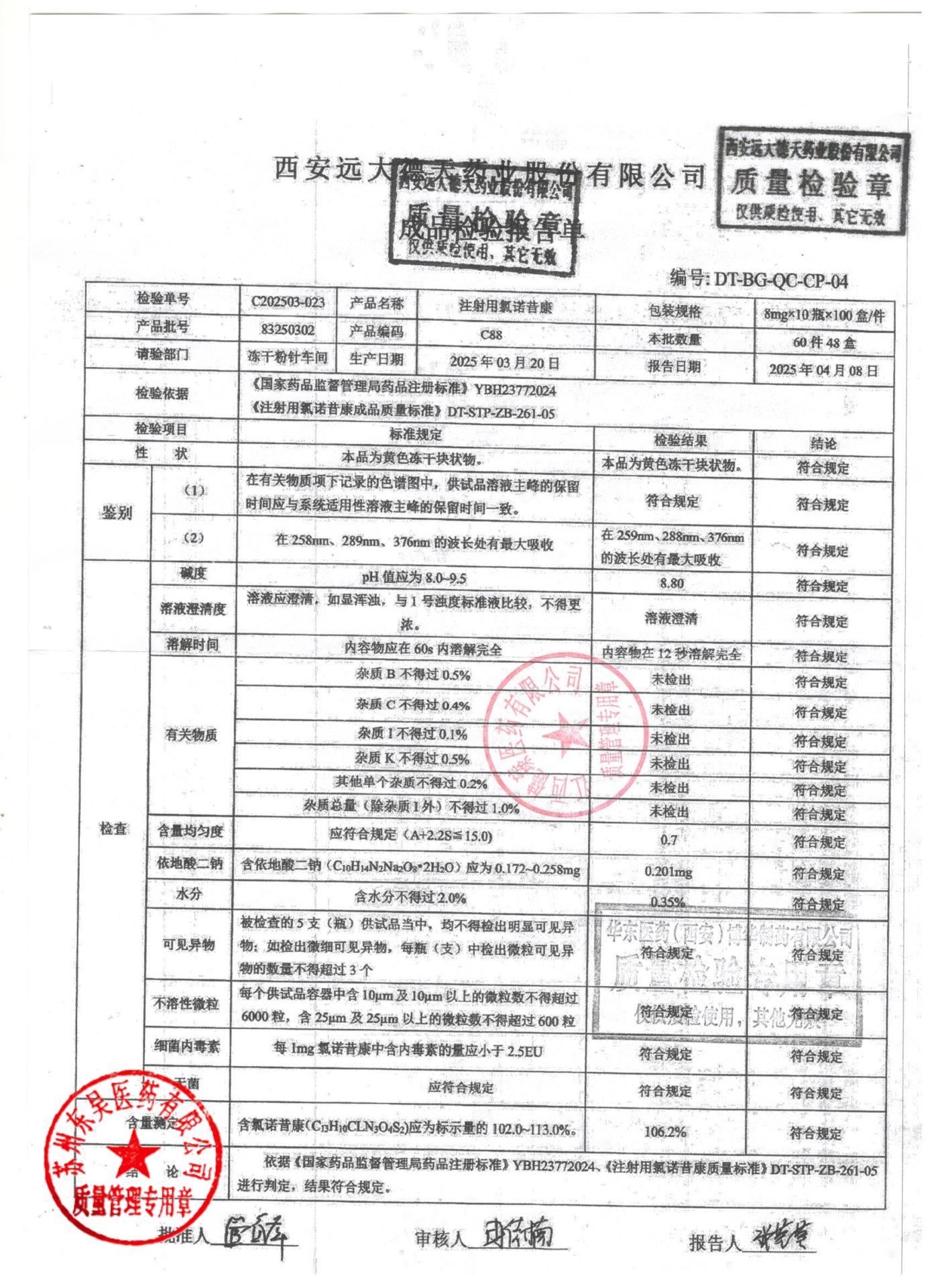 83250302注射用氯诺昔康