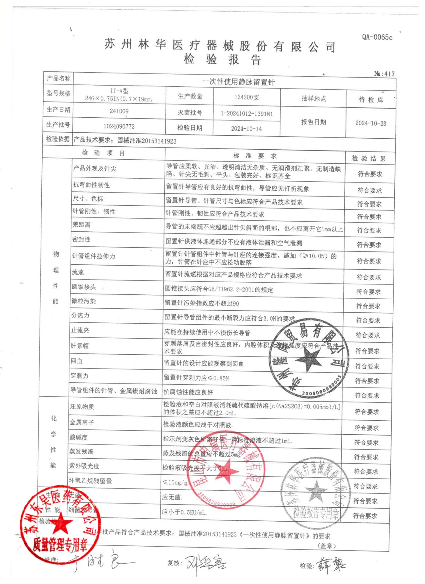 1024090773一次性使用静脉留置针