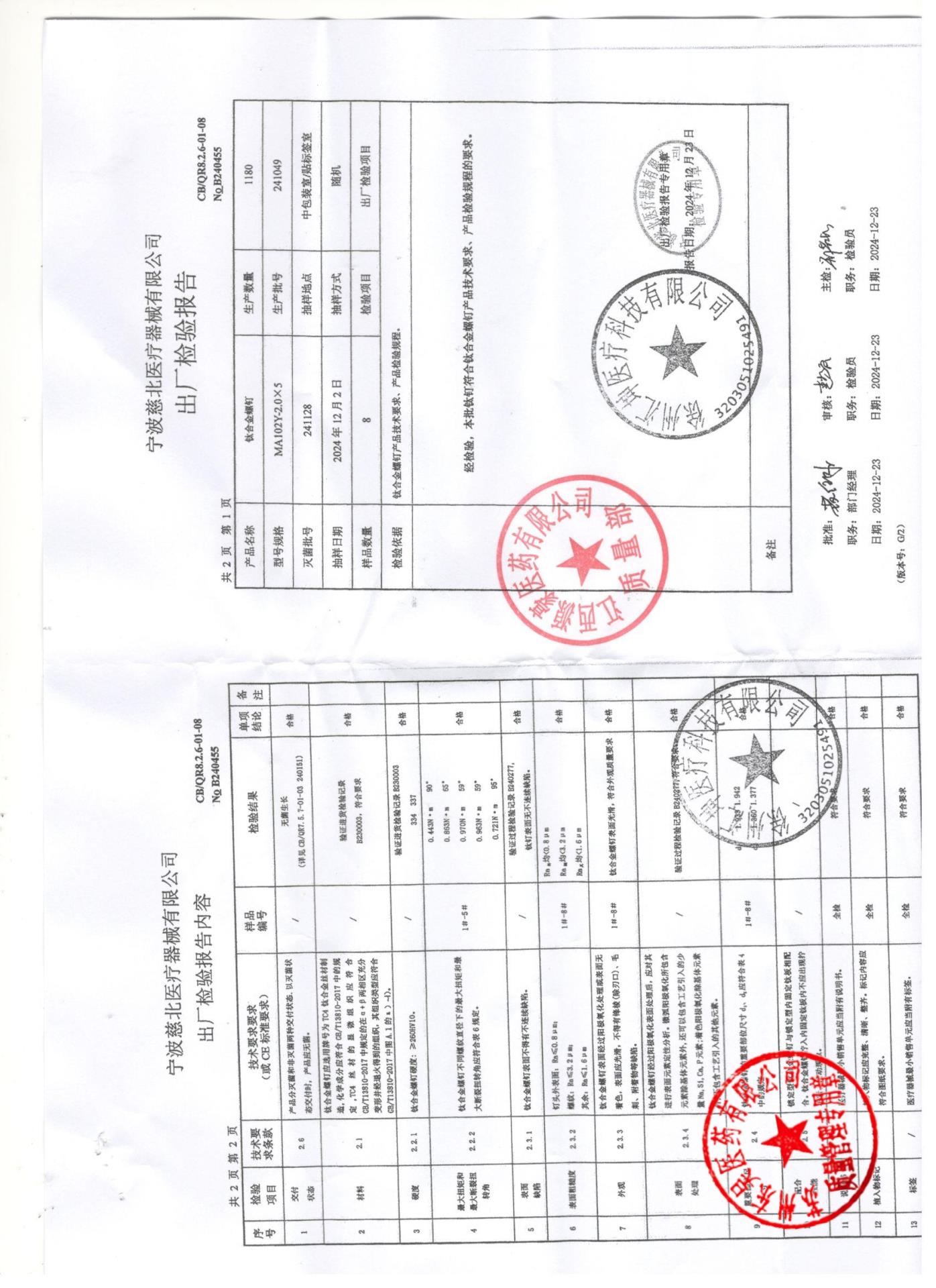 241049钛合金螺钉
