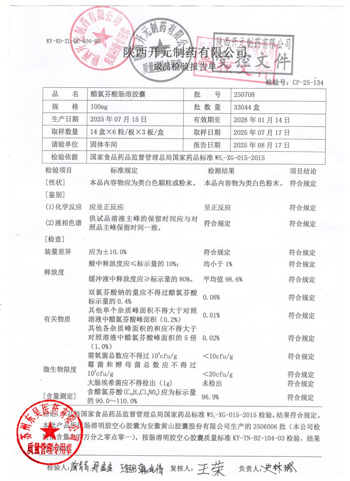 250708醋氯芬酸肠溶胶囊