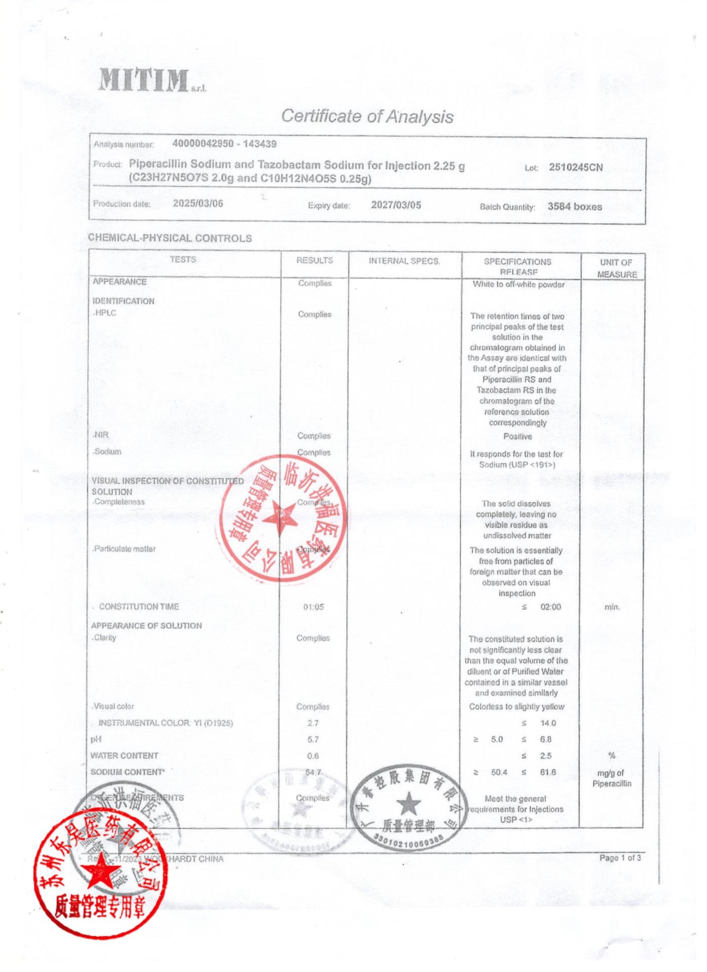 2510245CN注射用哌拉西林钠舒巴坦钠3