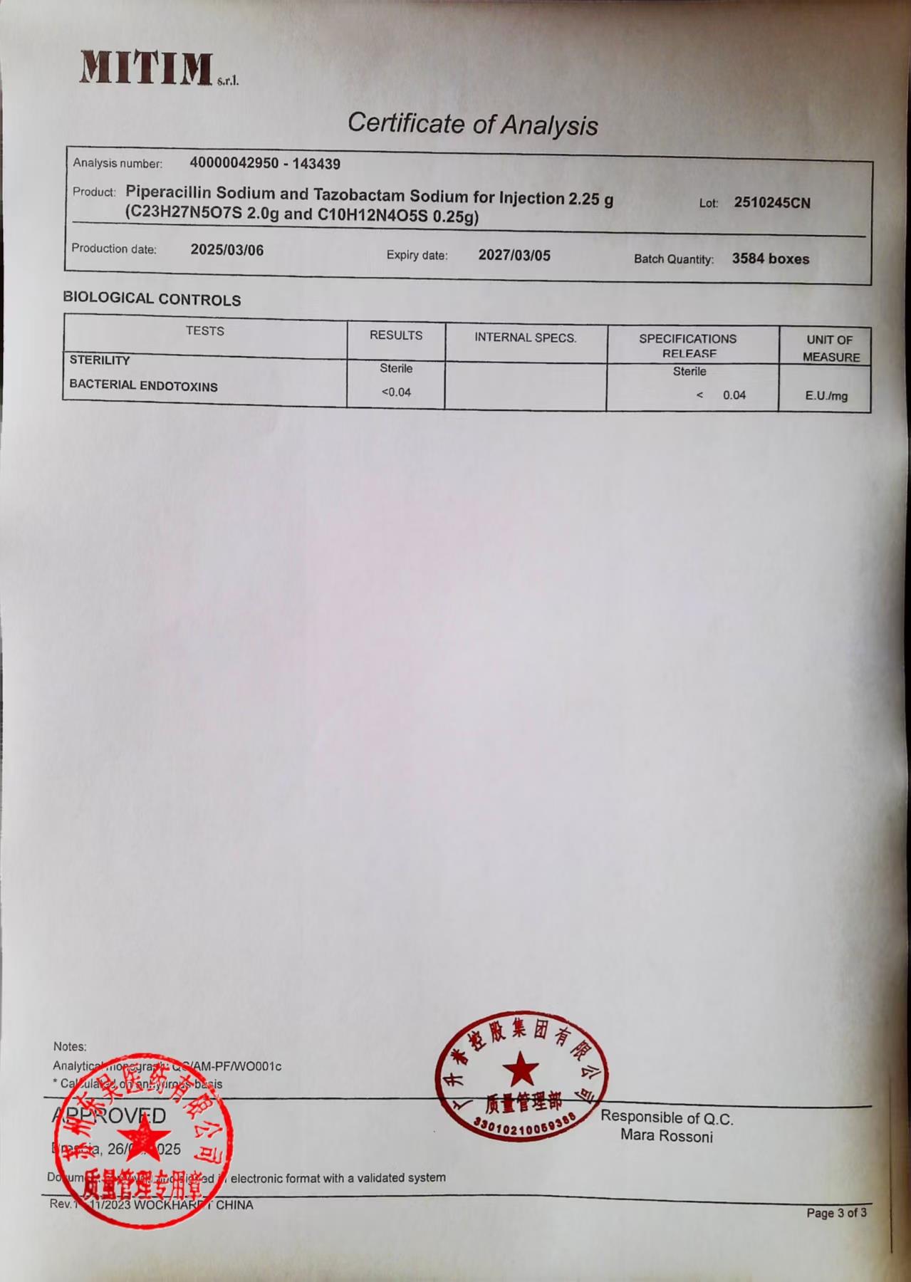 25120245CN注射用哌拉西林钠他唑巴坦钠3