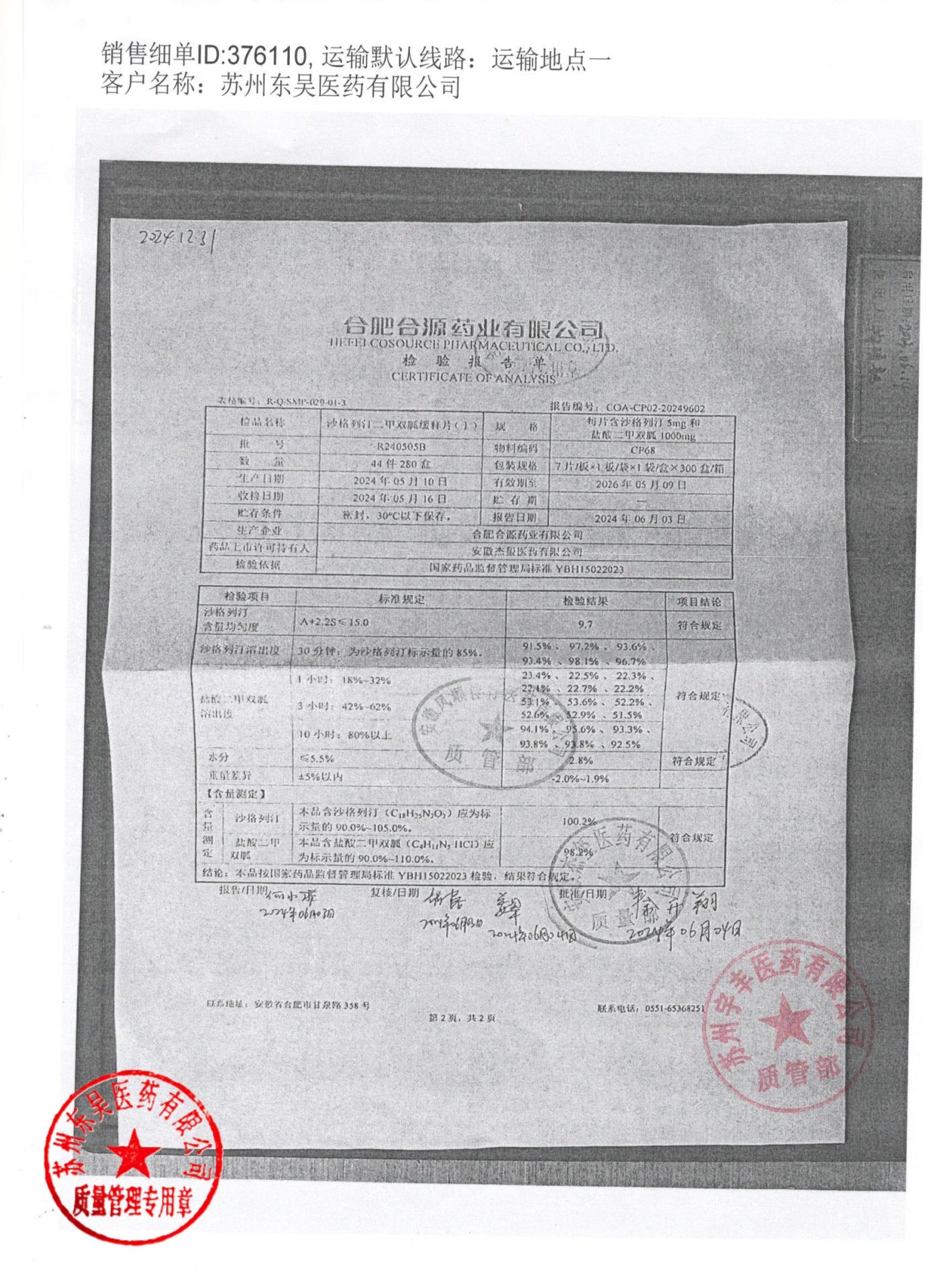 R240505B西格列汀二甲双胍缓释片2