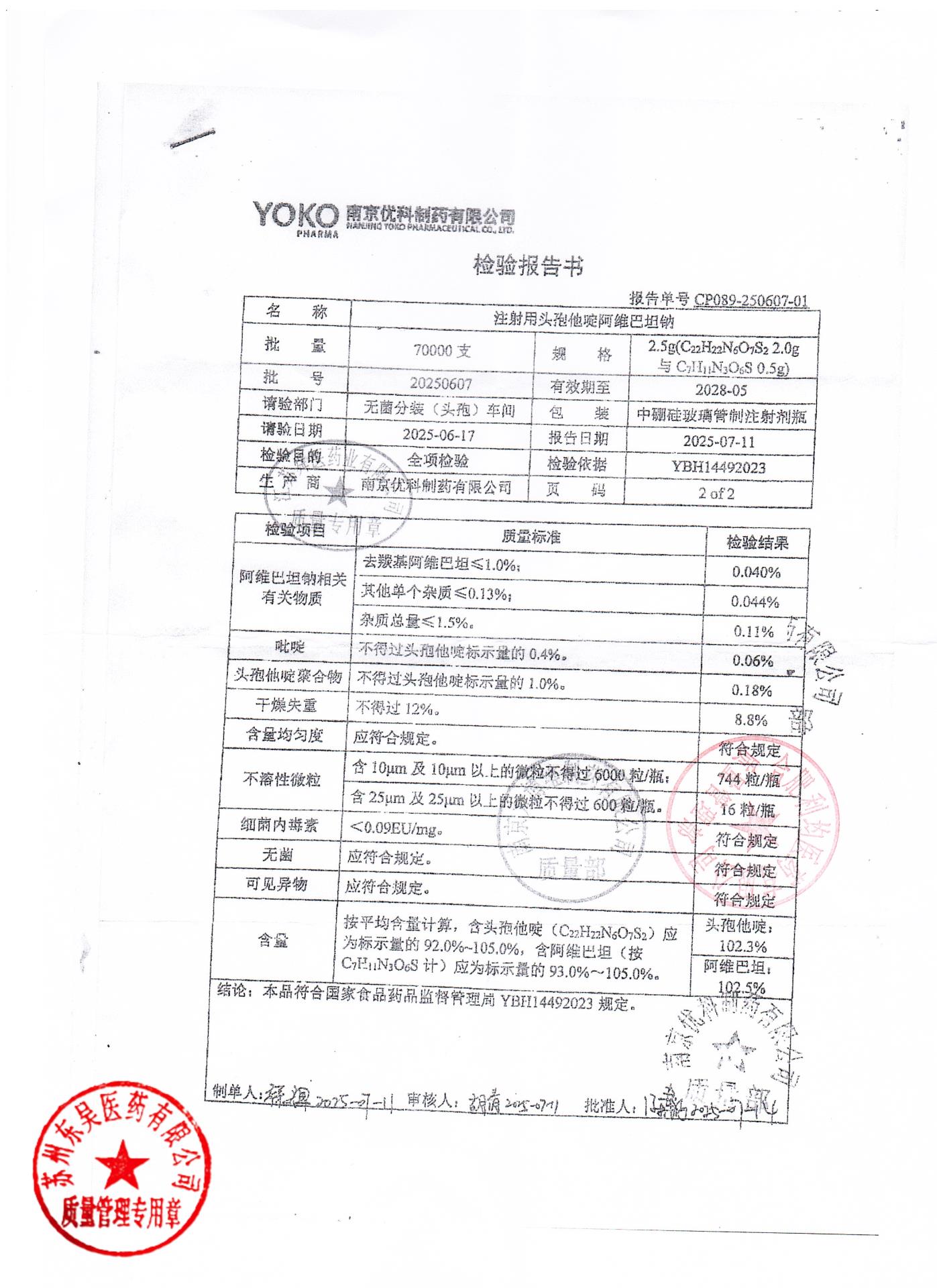 20250607注射用头孢他啶阿维巴坦钠2