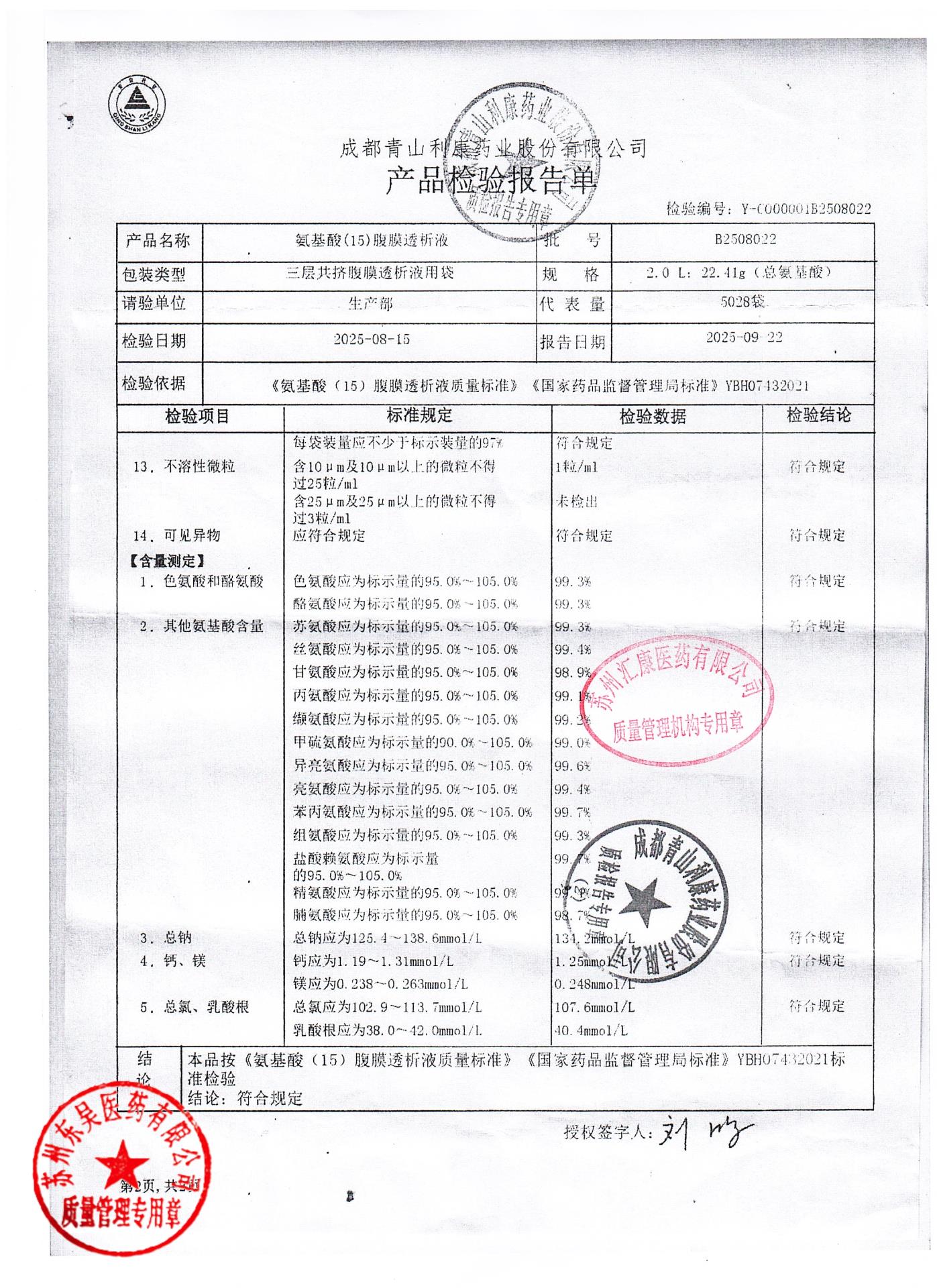 B2508022氨基酸(15)腹膜透析液2
