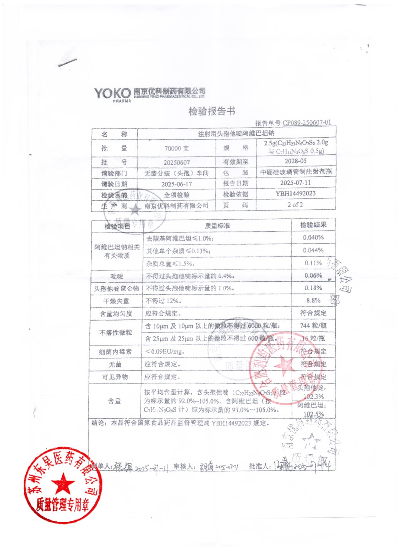 20250607注射用头孢他啶阿维巴坦钠