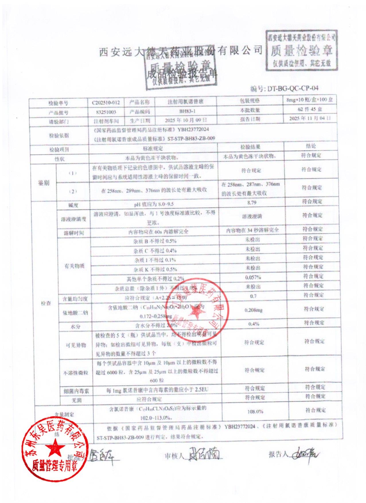8321003注射用氯诺昔康