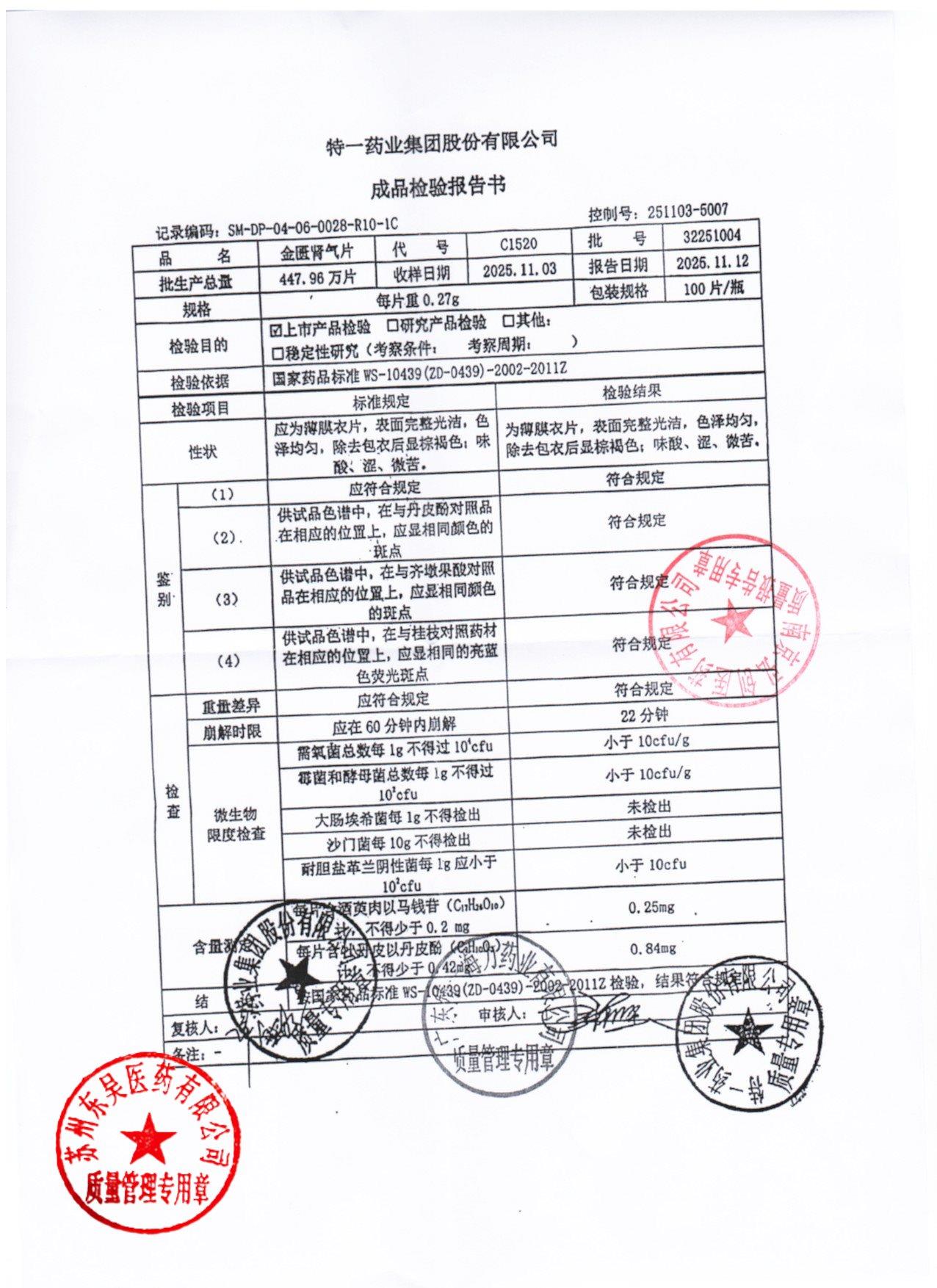 32251004金匮肾气片