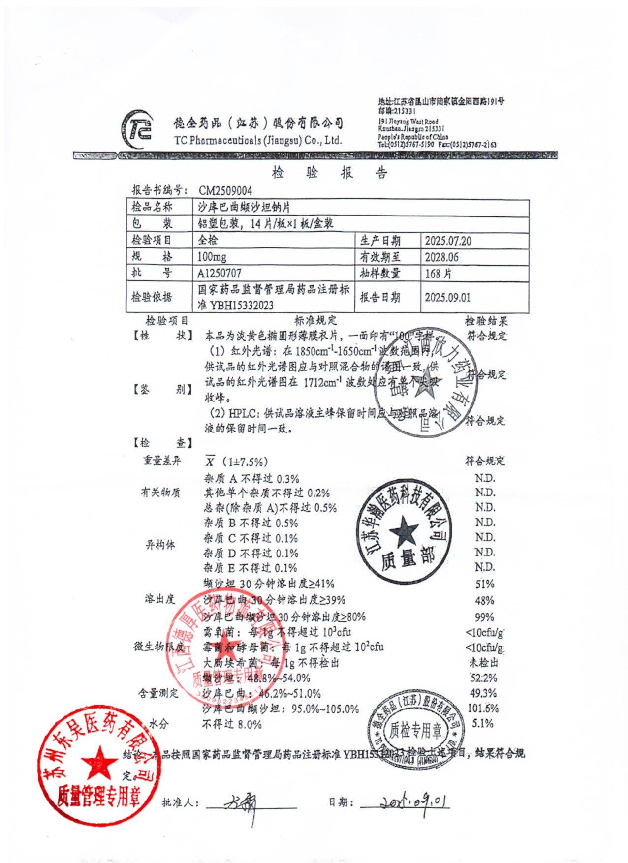 A1250707沙库巴曲缬沙坦钠片