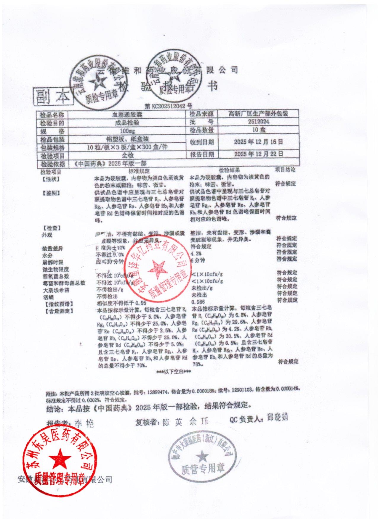 2512024血塞通胶囊