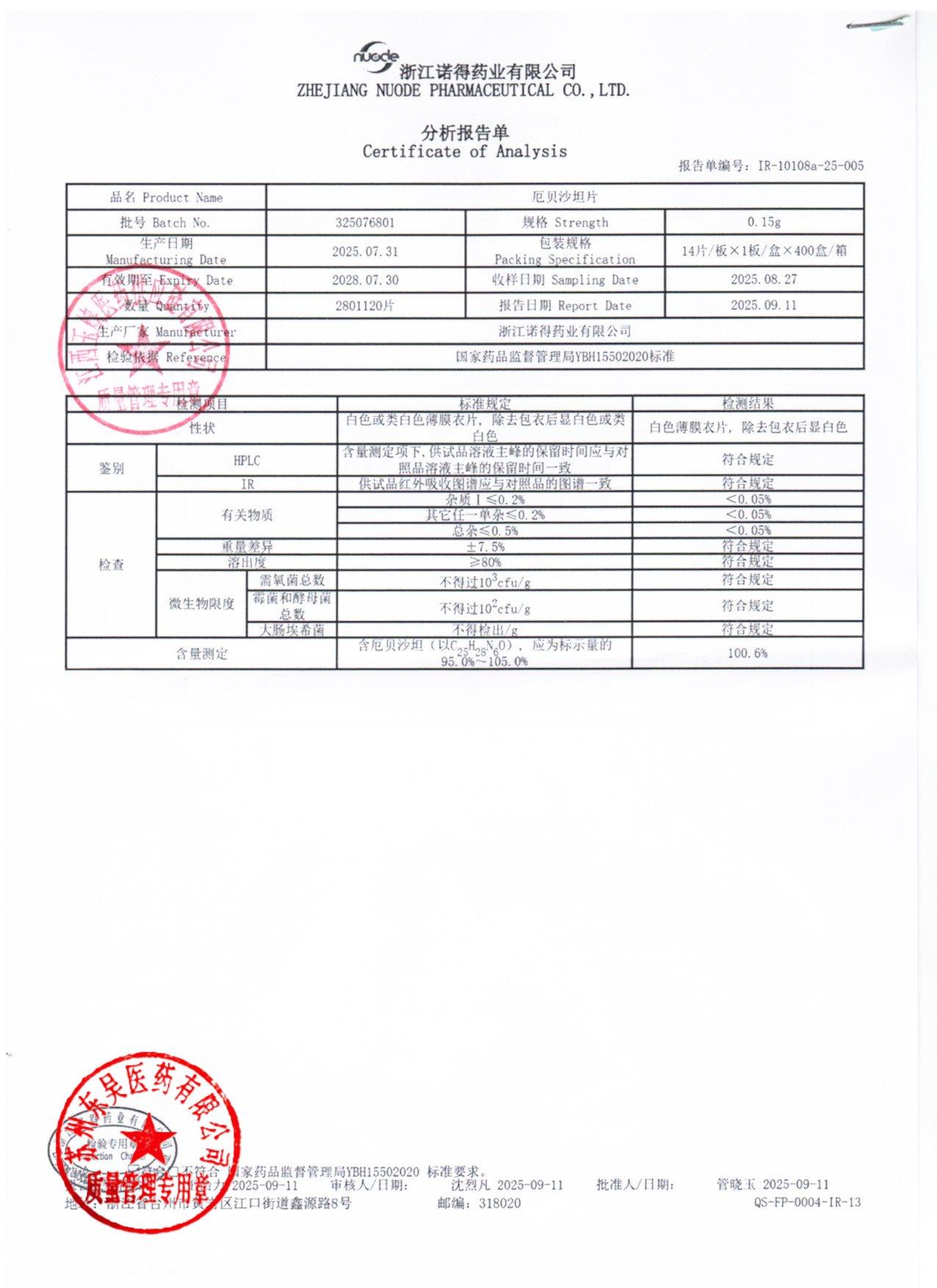 325076801厄贝沙坦片