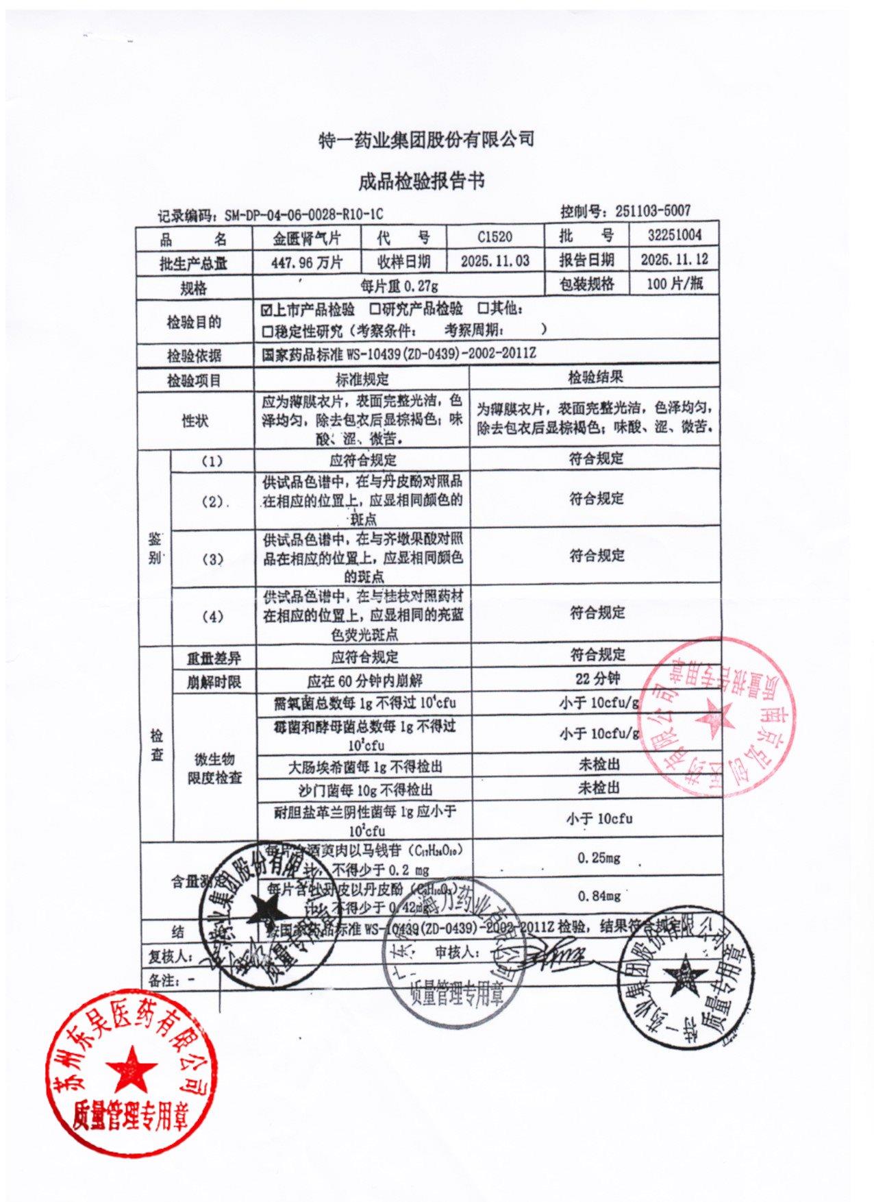 32251004金匮肾气片