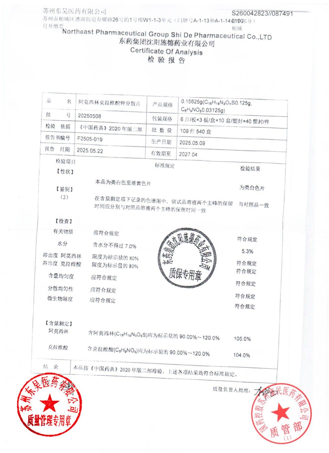 20250508阿莫西林克拉维酸分散片