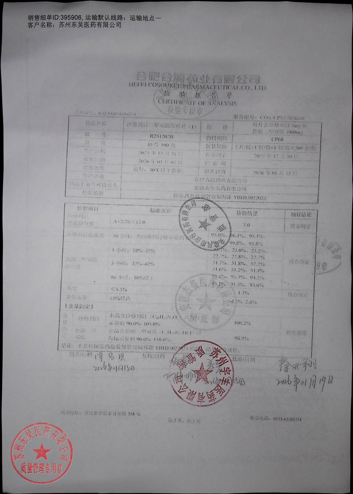 R251202B沙格列汀二甲双胍缓释片（I）2